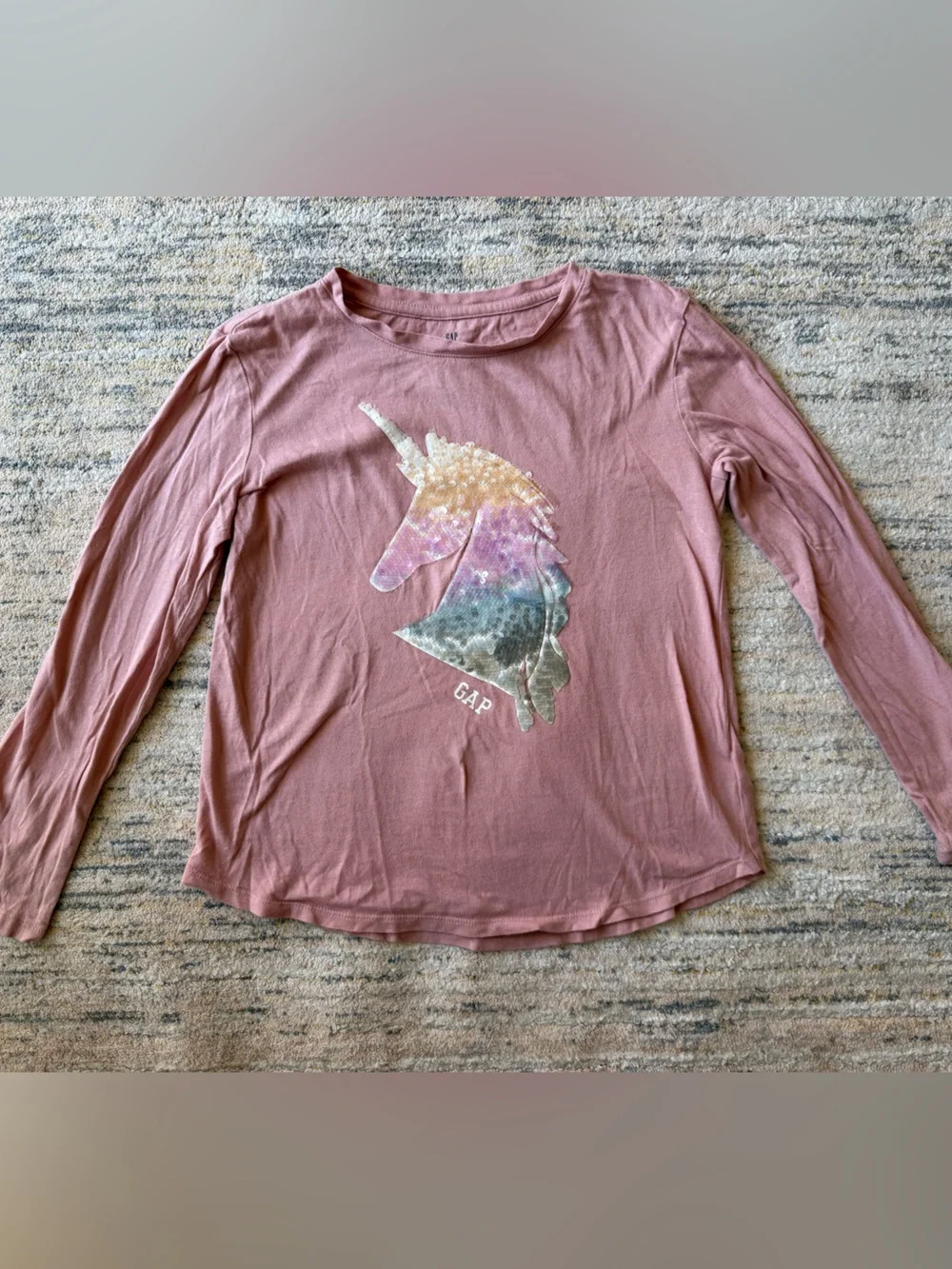GAP Kids Long-Sleeve Top with Sequin Unicorn Graphic